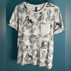 H&M Blue and Gray Graphic Tee